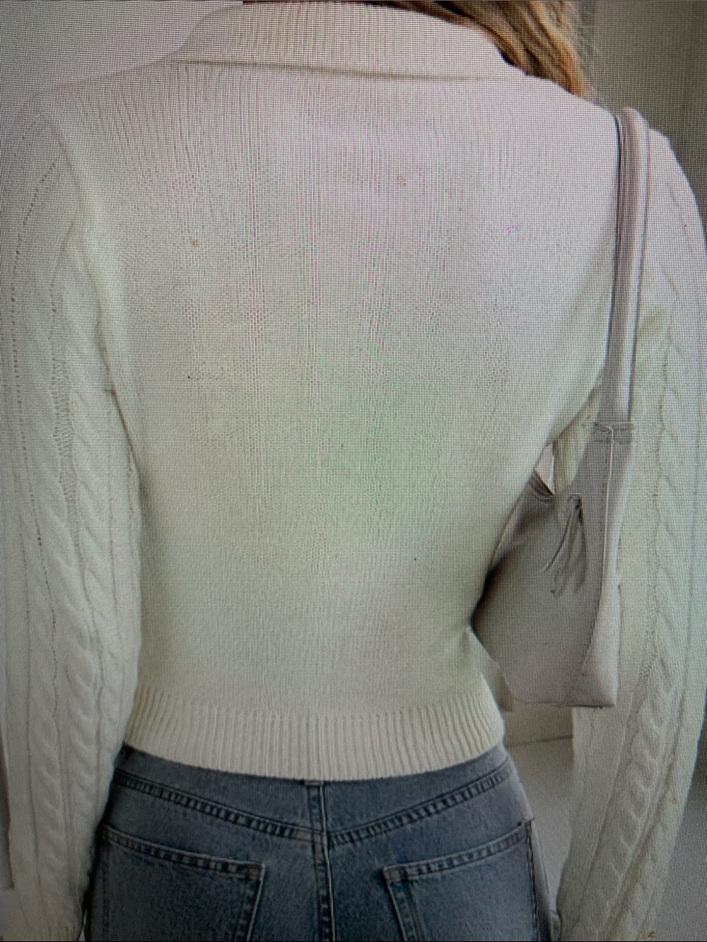 Women's Cream Cable Knit Polo Sweater - Picture 5 of 5